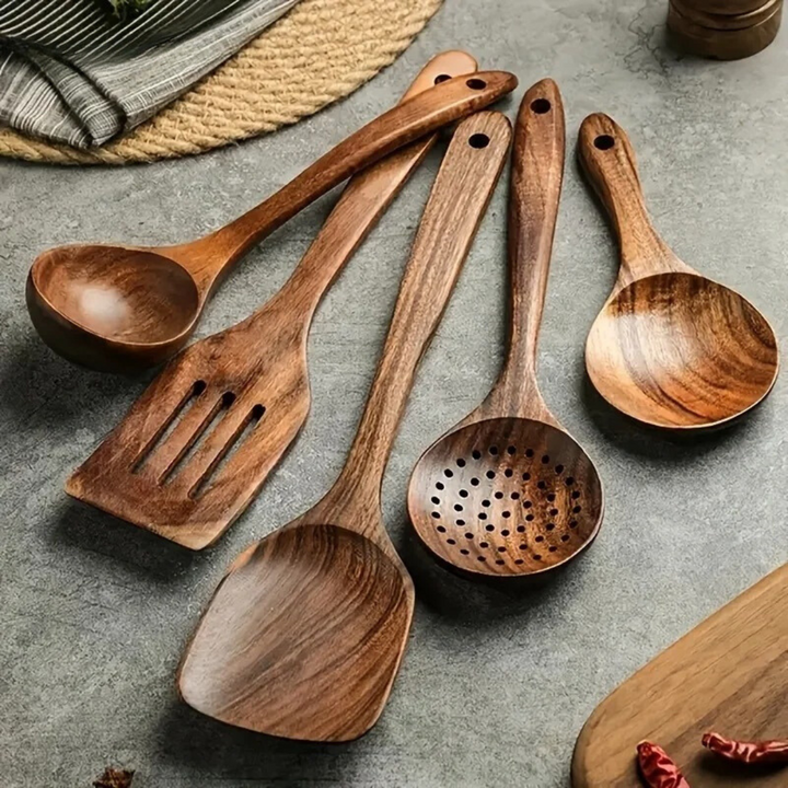 WalnutCraft - Juego De Utensilios De Cocina En Nogal (5 piezas)