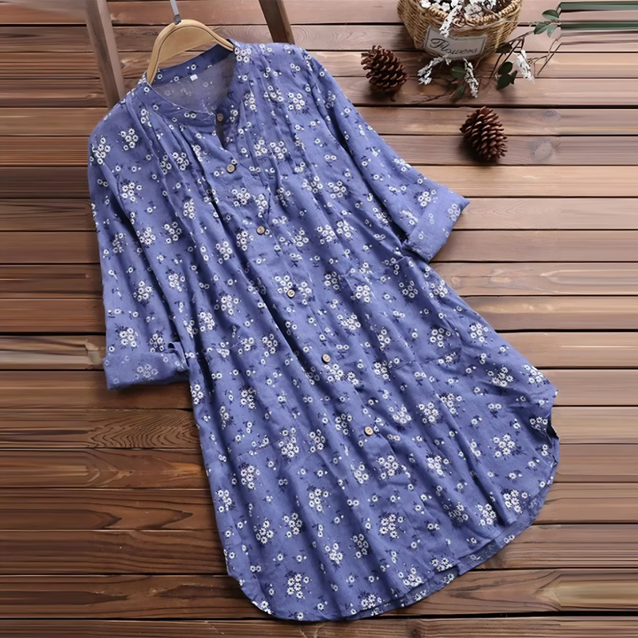Prisca - Camisa Blusa Floral de Manga Larga