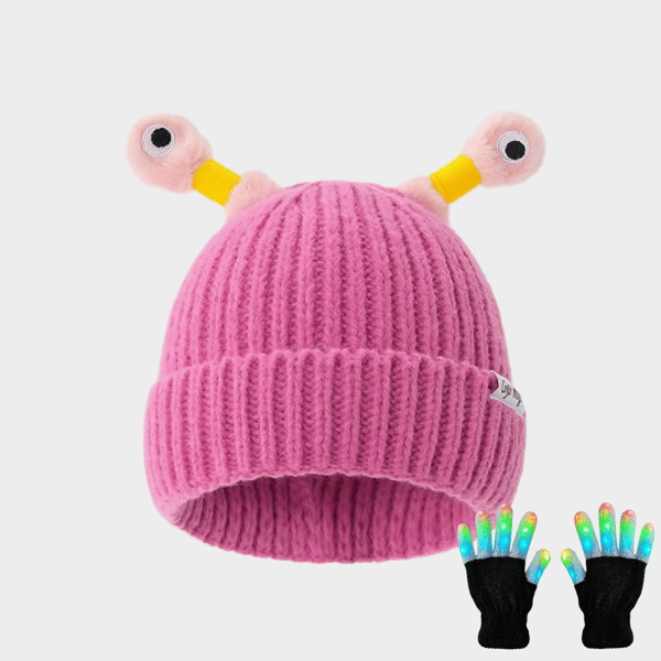 GlowTots - Gorro De Invierno Para Padres e Hijos de Un Simpático Monstruito Brillante