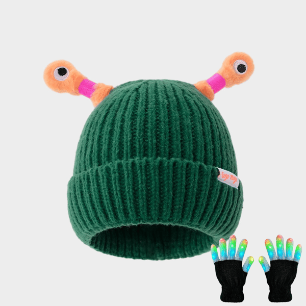 GlowTots - Gorro De Invierno Para Padres e Hijos de Un Simpático Monstruito Brillante