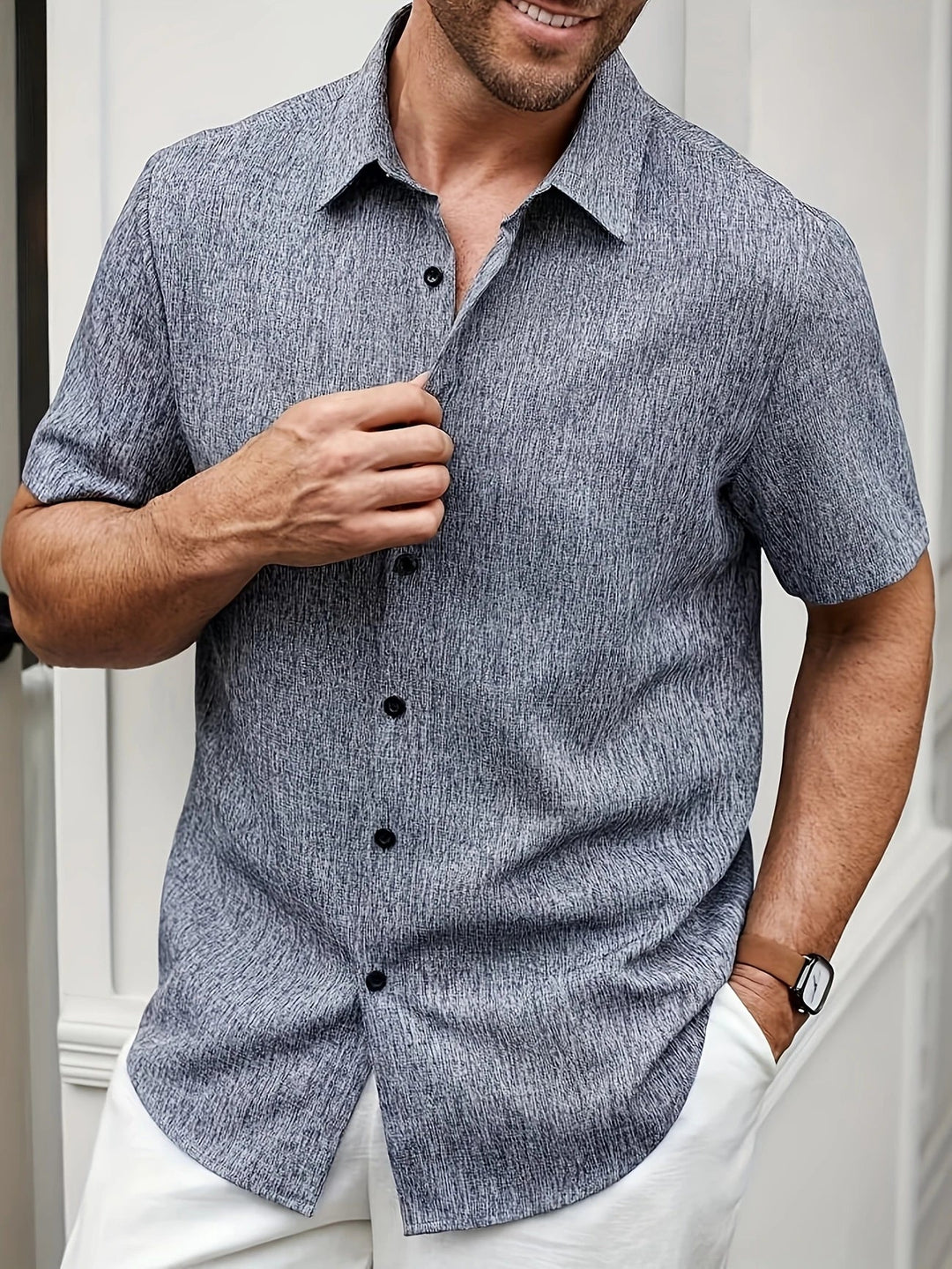 Dwight - Camisa De Manga Corta Ligera De Mezcla De Lino