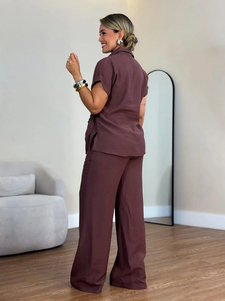 Lorie - Elegante Conjunto De Dos Piezas Con Lazo Delantero