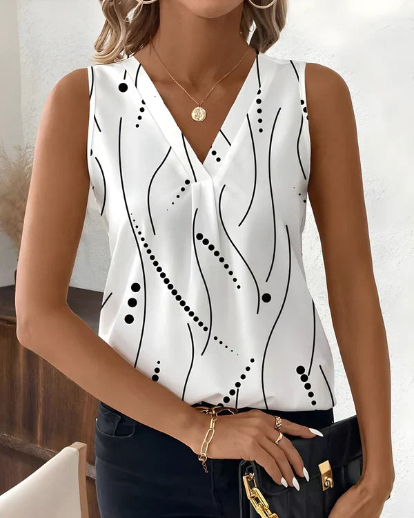 Thea - Blusa Sin Mangas Con Cuello En V