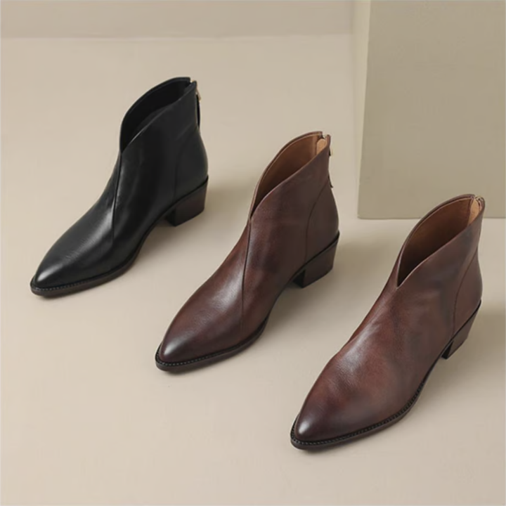 Zabrina - Botines De Cuero Con Punta Afilada