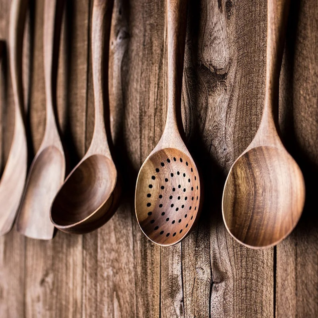 WalnutCraft - Juego De Utensilios De Cocina En Nogal (5 piezas)