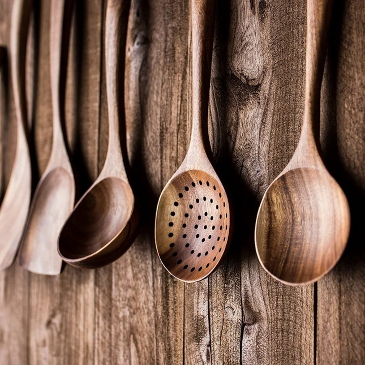 WalnutCraft - Juego De Utensilios De Cocina En Nogal (5 piezas)