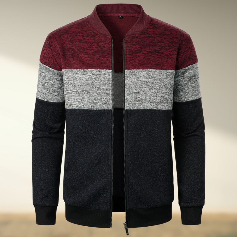 Yemi - Jersey de Cuello Alto con Rayas y Cremallera