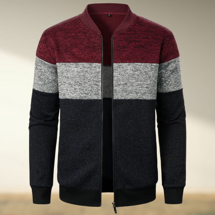 Yemi - Jersey de Cuello Alto con Rayas y Cremallera