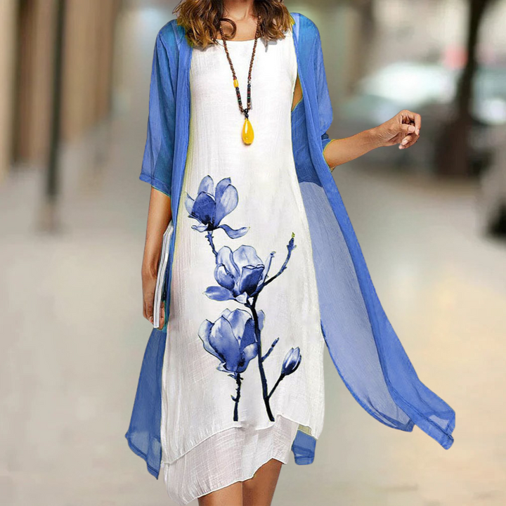 Nasira - Vestido Largo de Algodón con Cuello Alto
