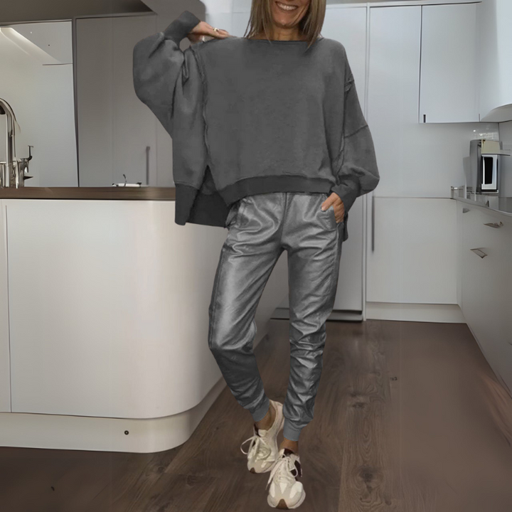 Tomasa - Conjunto de Jersey y Joggers de Satén