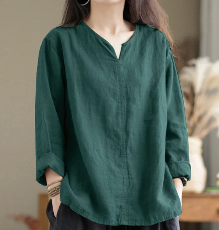 Maaike – Blusa De Algodón Con Cuello De Pico