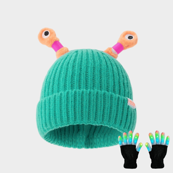 GlowTots - Gorro De Invierno Para Padres e Hijos de Un Simpático Monstruito Brillante