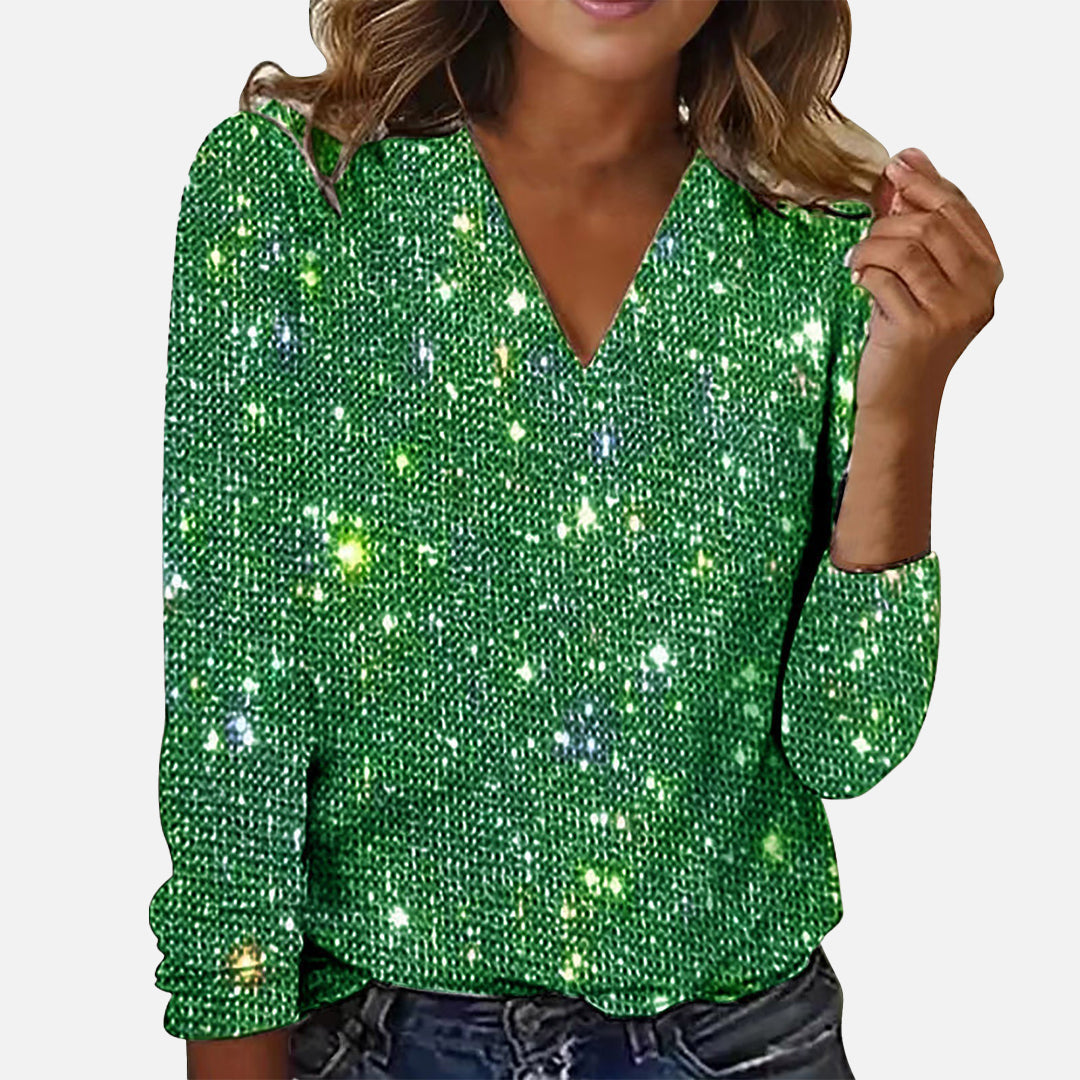 Yinthe - Blusa De Diamantes Con Cuello En V