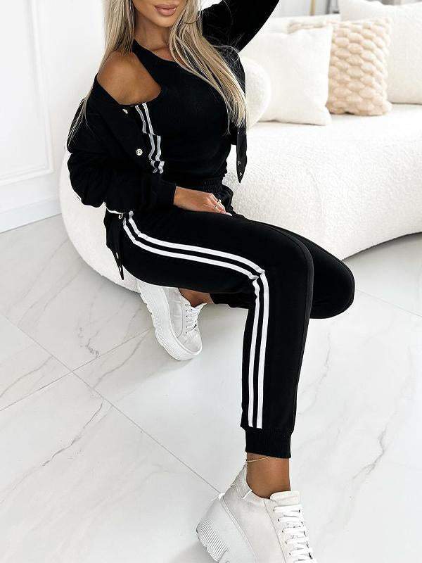 Kendra - Cuello Redondo Chaqueta Y Pantalón Juego de 3 Piezas