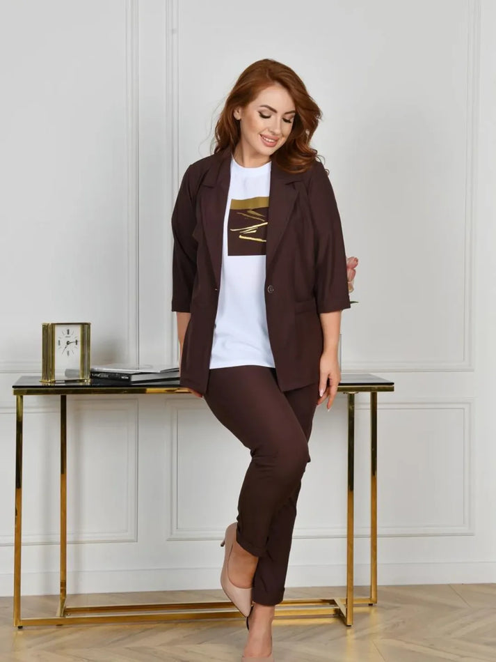 Yafit - Elegante Conjunto De Blazer y Pantalón