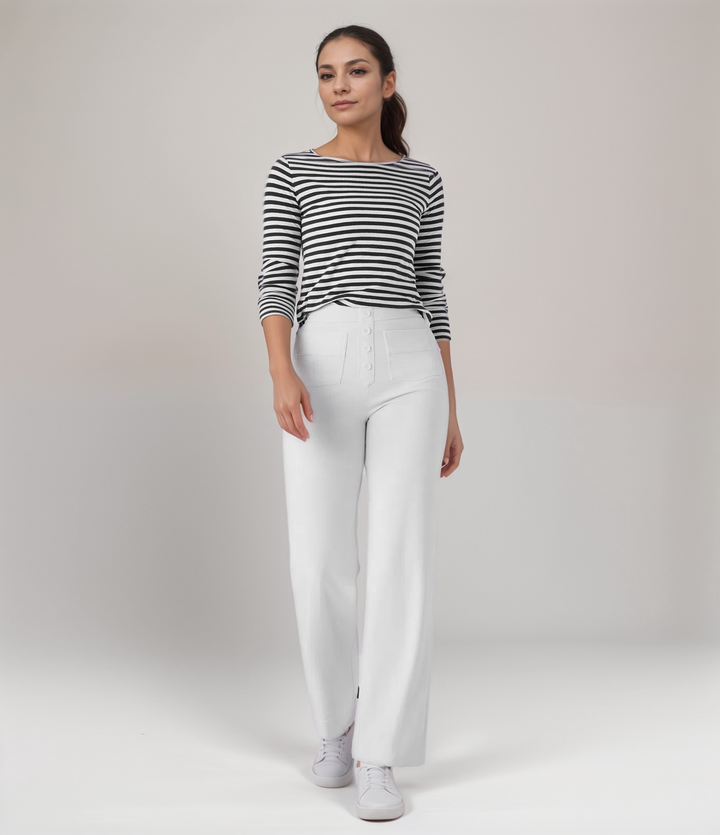 Saundra - Trendy Alta Cintura Esculpe Pantalón | 1+1 Gratis