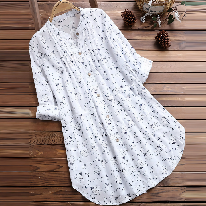 Prisca - Camisa Blusa Floral de Manga Larga