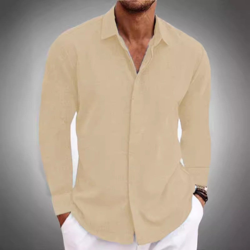Diether - Camisa de Lino de Manga Larga