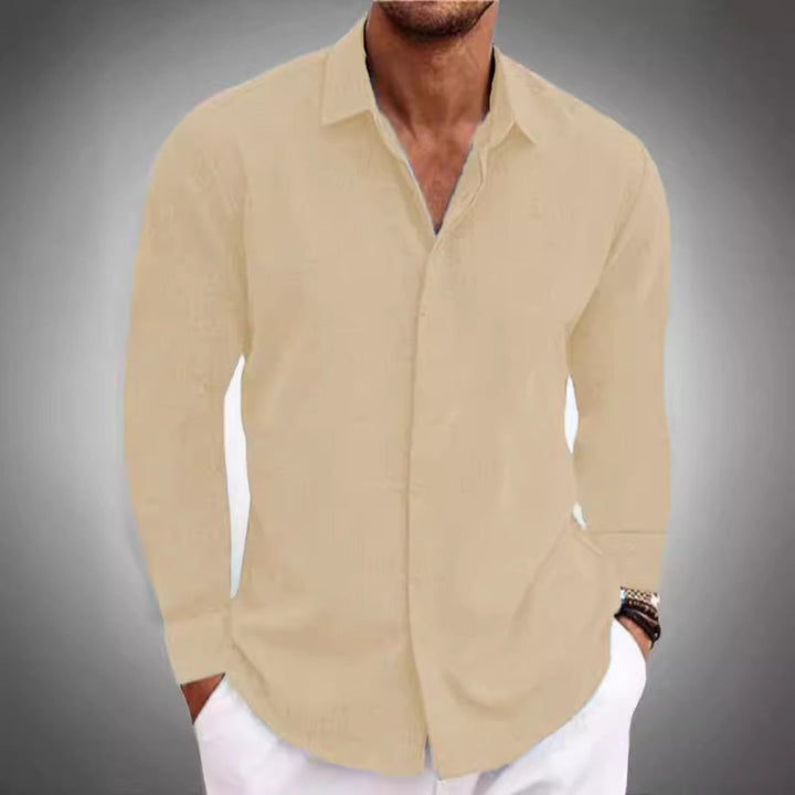Diether - Camisa de Lino de Manga Larga