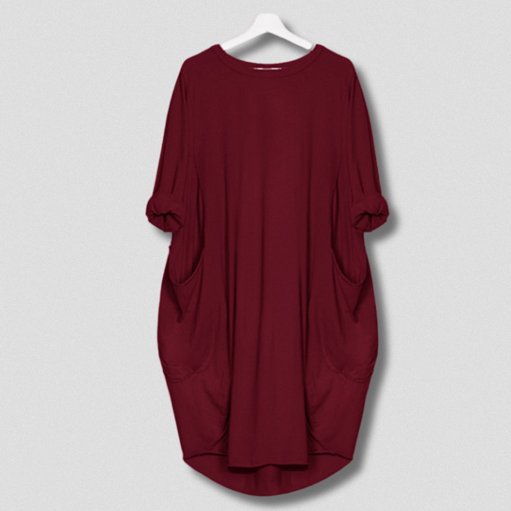 Nathalie - Vestido Midi Cuello Redondo