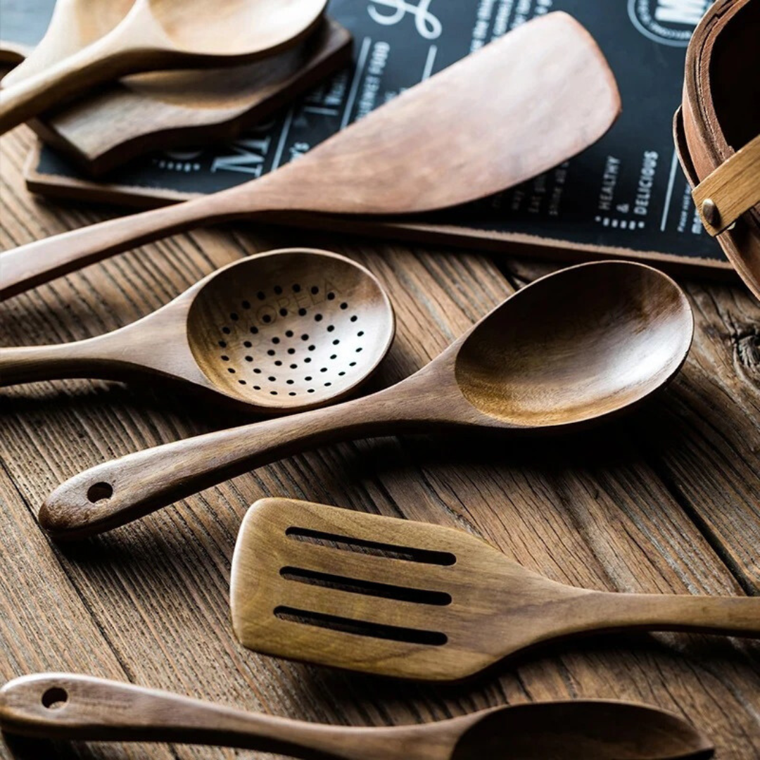 WalnutCraft - Juego De Utensilios De Cocina En Nogal (5 piezas)