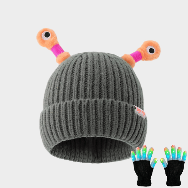 GlowTots - Gorro De Invierno Para Padres e Hijos de Un Simpático Monstruito Brillante