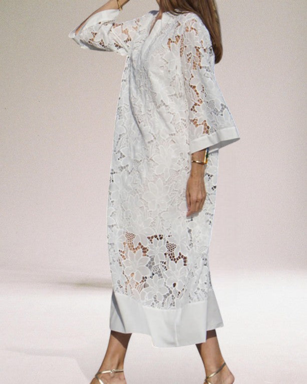 Hafina - Vestido Largo de Encaje Lujoso