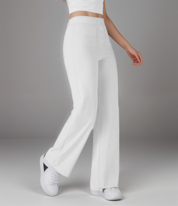 Saundra - Trendy Alta Cintura Esculpe Pantalón | 1+1 Gratis