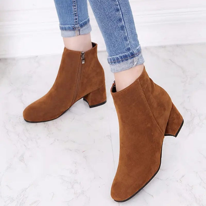 Fanya - Botines de Tacón Cuadrado Chic