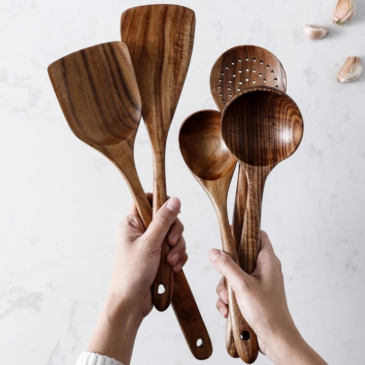 WalnutCraft - Juego De Utensilios De Cocina En Nogal (5 piezas)