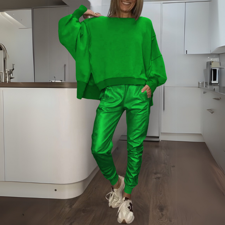 Tomasa - Conjunto de Jersey y Joggers de Satén