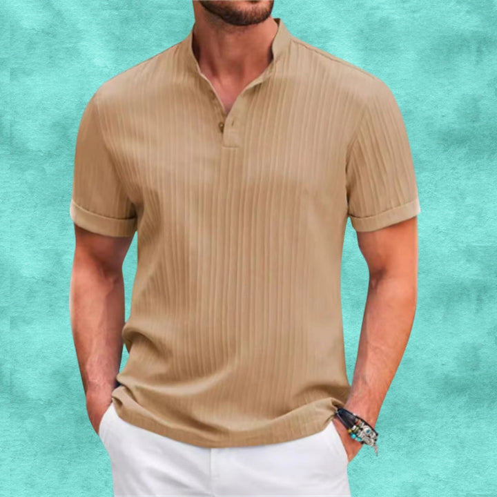Tomasz - Camisa Informal De Lino a Rayas Con Botones