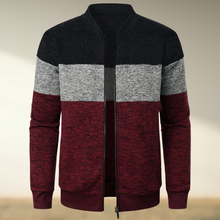 Yemi - Jersey de Cuello Alto con Rayas y Cremallera