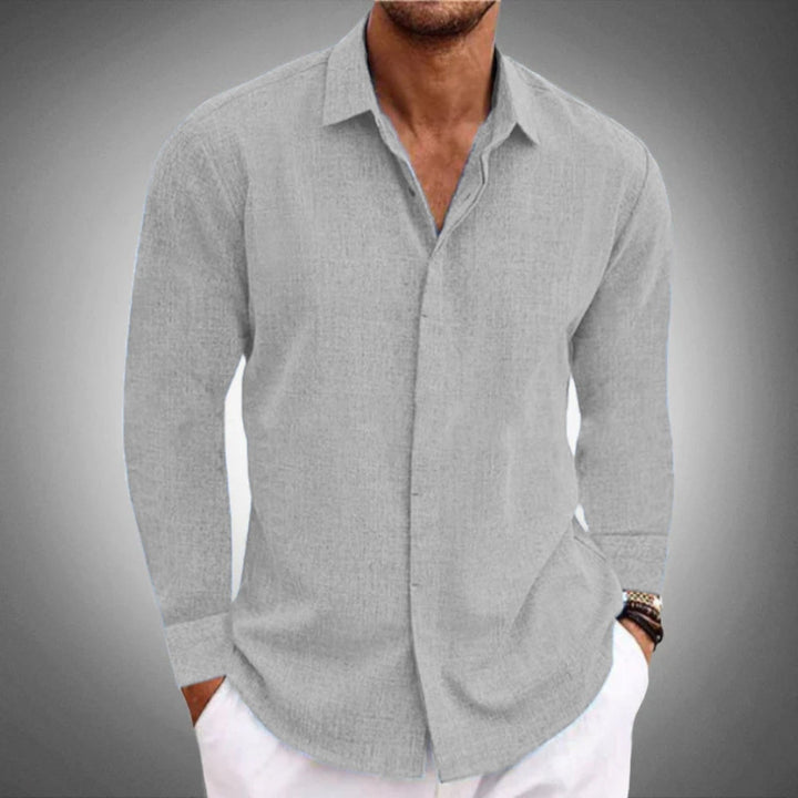 Diether - Camisa de Lino de Manga Larga