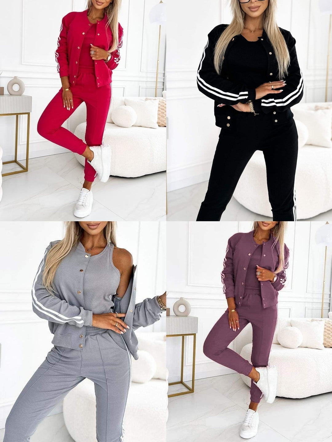 Kendra - Cuello Redondo Chaqueta Y Pantalón Juego de 3 Piezas