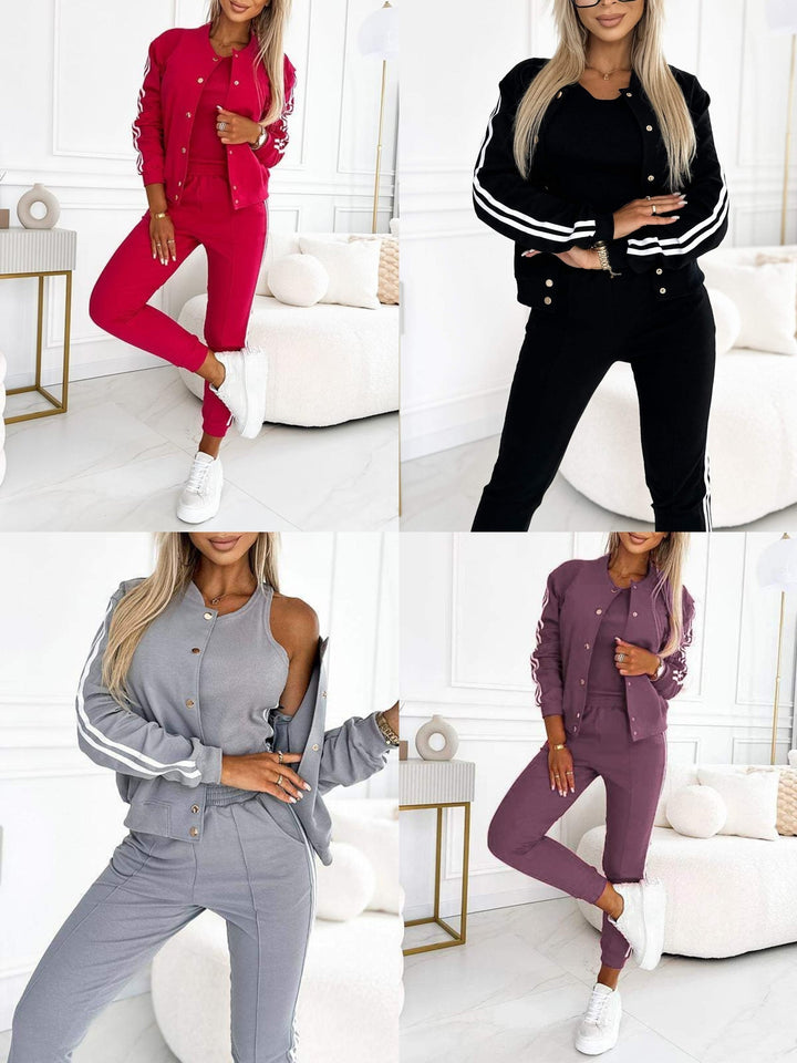 Kendra - Cuello Redondo Chaqueta Y Pantalón Juego de 3 Piezas