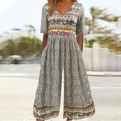 Nerina - Mono Vintage Boho Con Estampado Floral