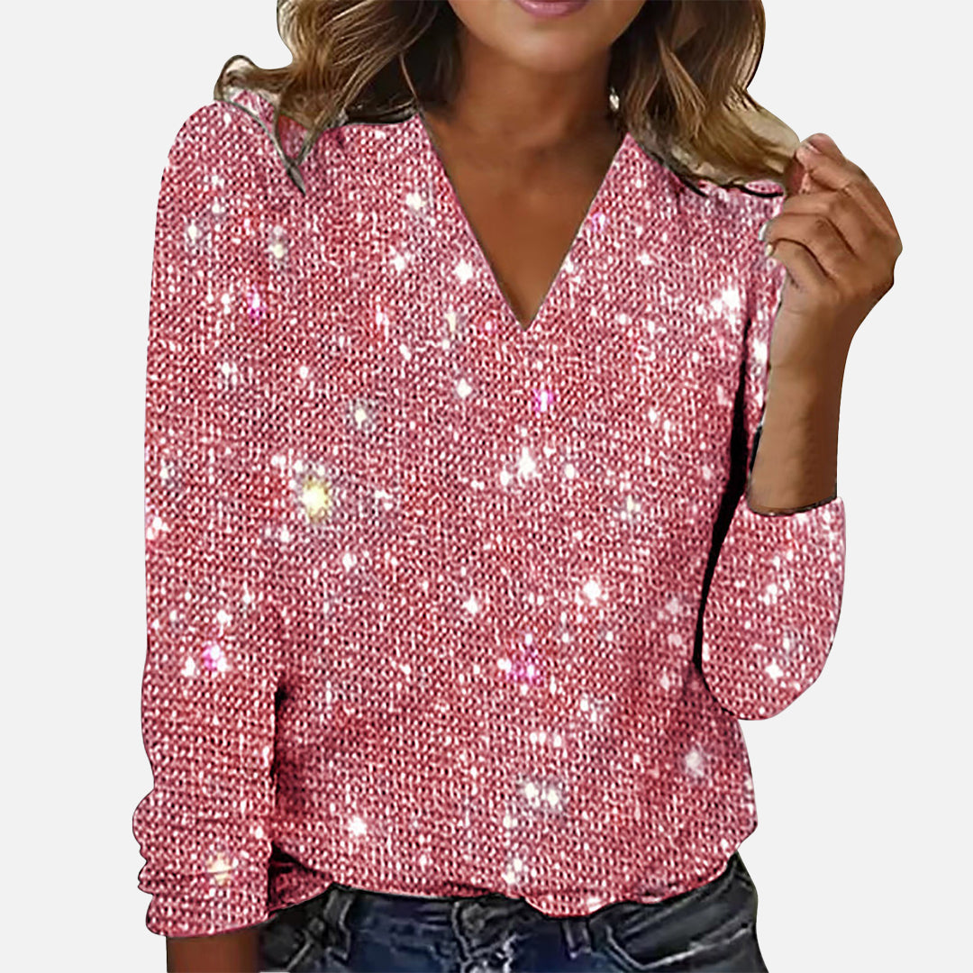 Yinthe - Blusa De Diamantes Con Cuello En V