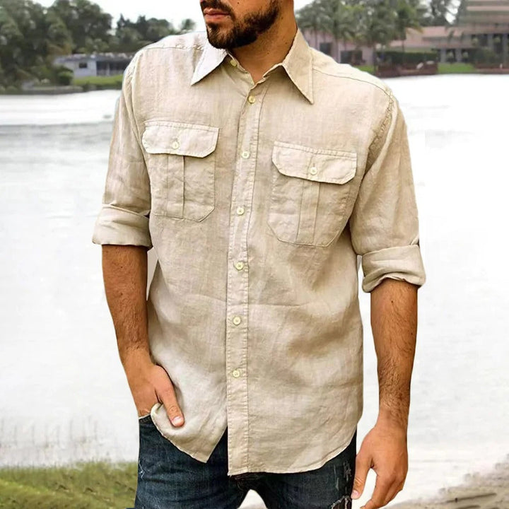Yunus - Camisa de Manga Larga con Doble Bolsillo