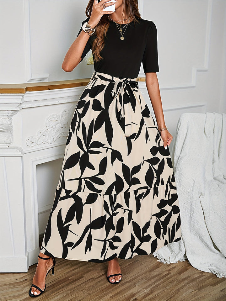Nuray - Vestido Elegante de Manga Corta con Estampado Floral