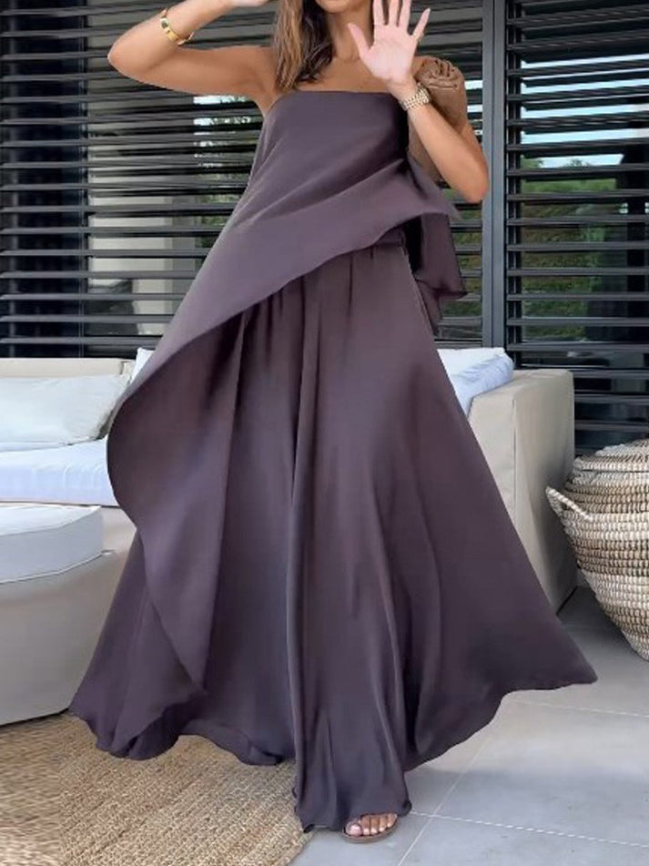 Kerstin - Conjunto de Blusa de un Solo Hombro y Falda Larga