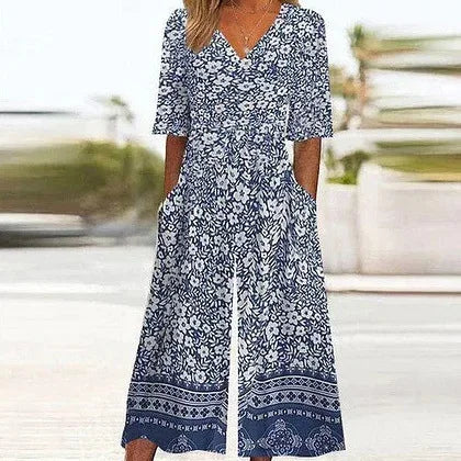 Nerina - Mono Vintage Boho Con Estampado Floral