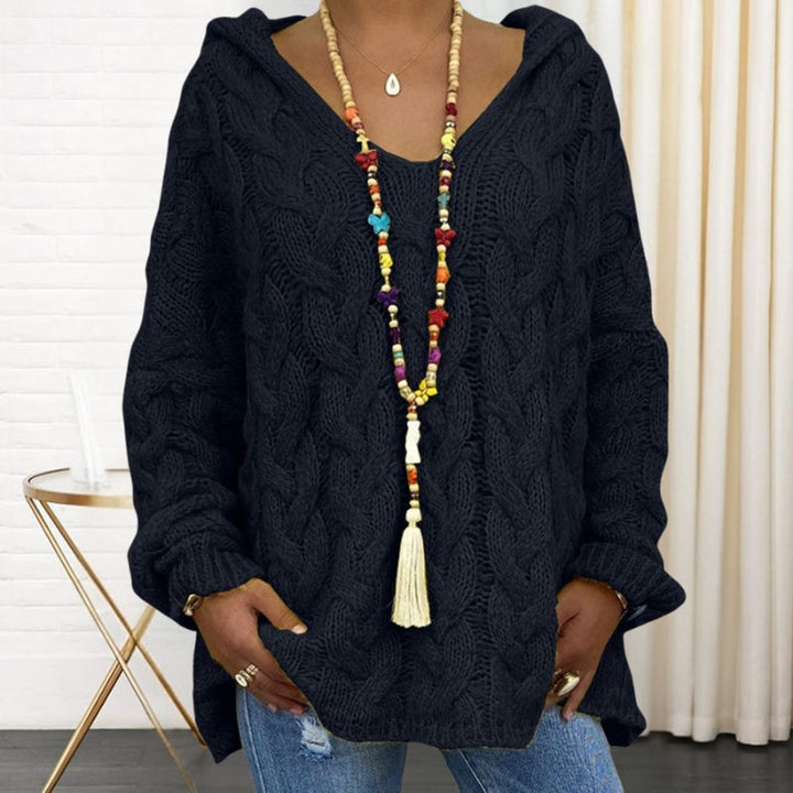 Marisa -  Manga Larga Cuello en V Sudadera con Capucha