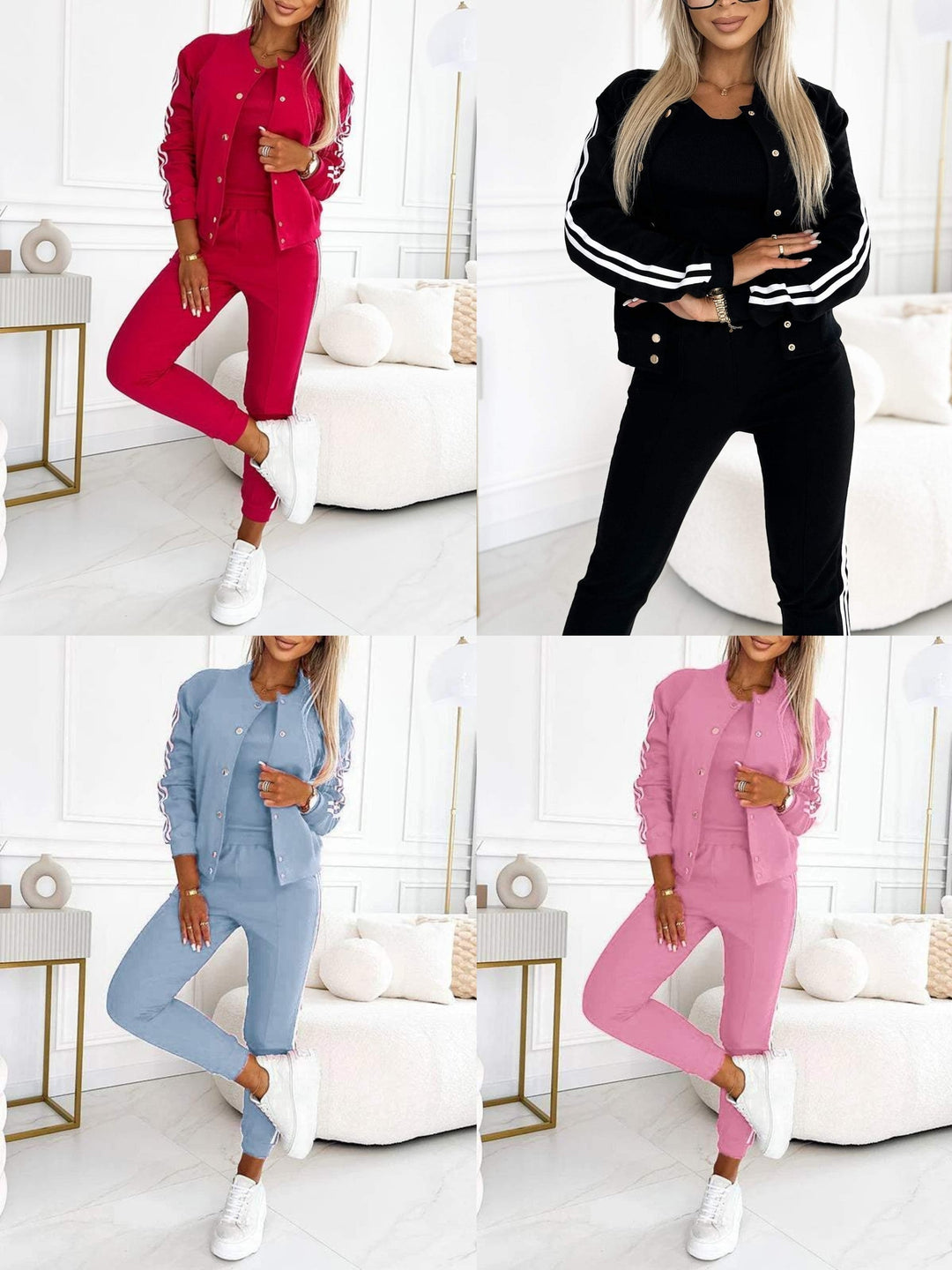 Kendra - Cuello Redondo Chaqueta Y Pantalón Juego de 3 Piezas