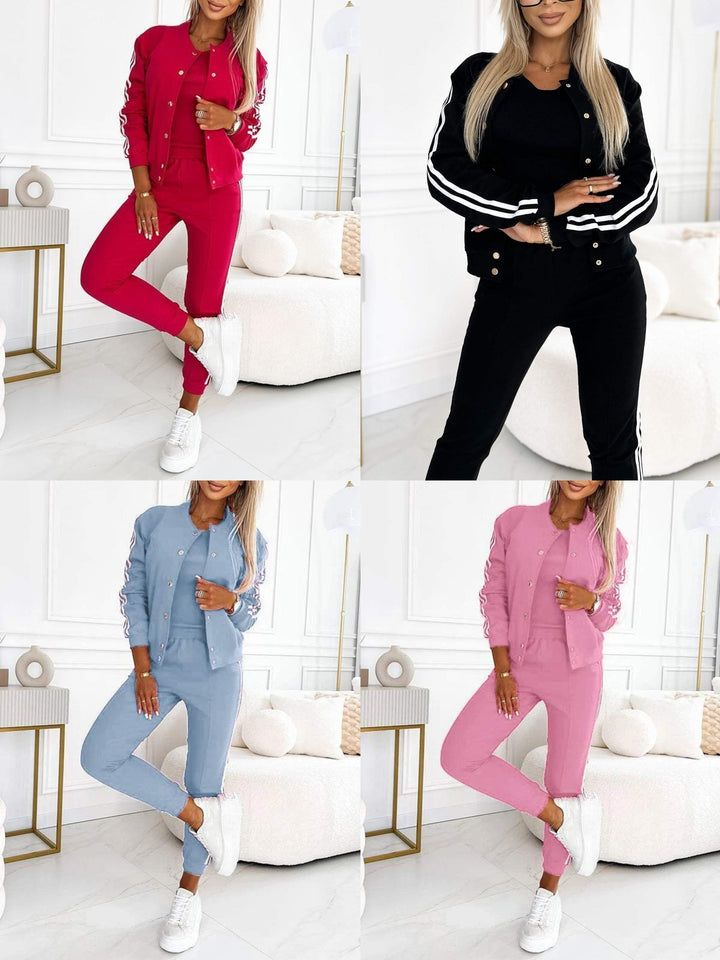 Kendra - Cuello Redondo Chaqueta Y Pantalón Juego de 3 Piezas