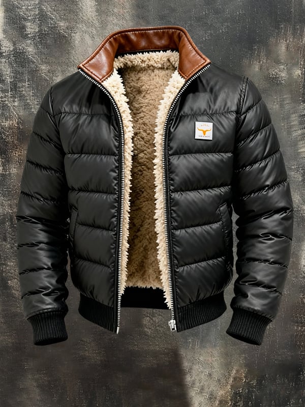 Youssouf - Chaqueta De Cuero Vintage Con Costuras Para Exteriores