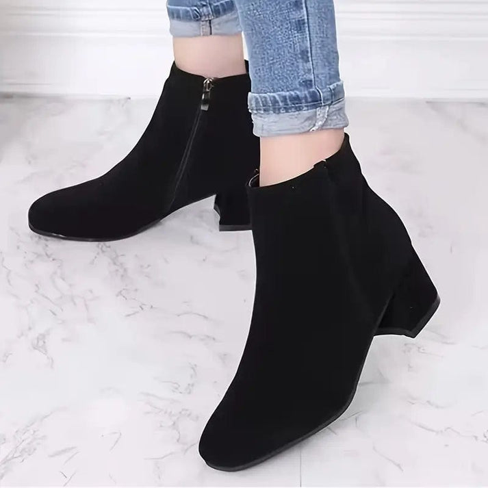 Fanya - Botines de Tacón Cuadrado Chic
