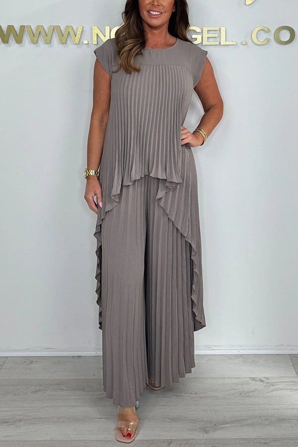 Blithe – Top Midi Plisado y Pantalones Anchos