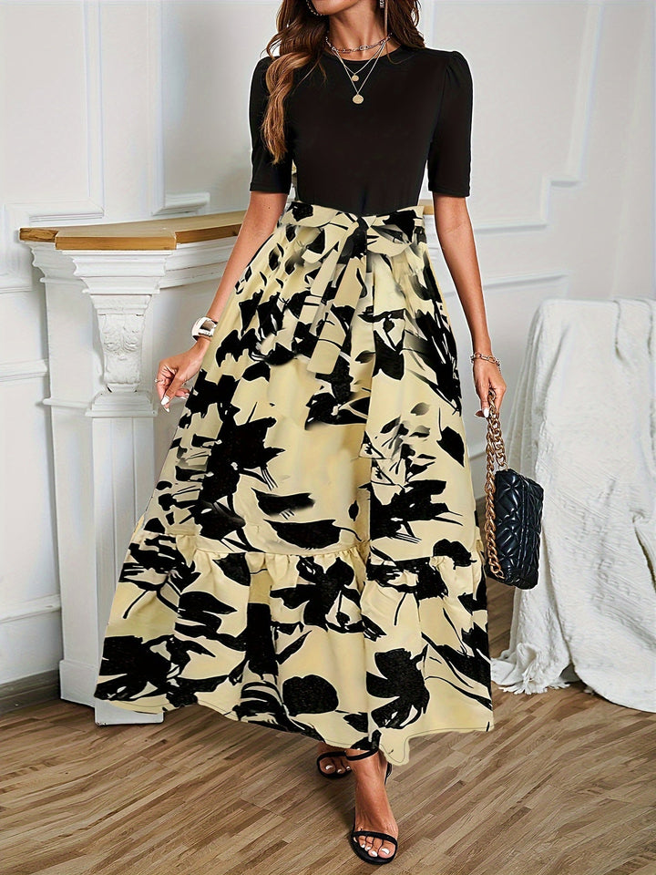 Nuray - Vestido Elegante de Manga Corta con Estampado Floral