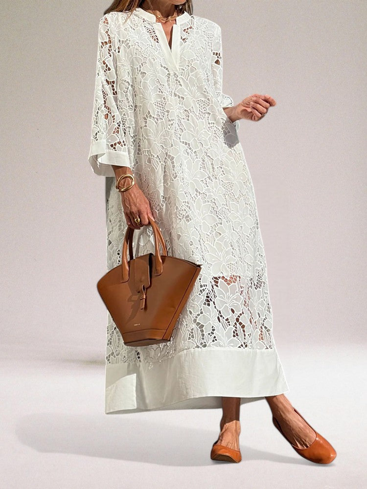 Hafina - Vestido Largo de Encaje Lujoso